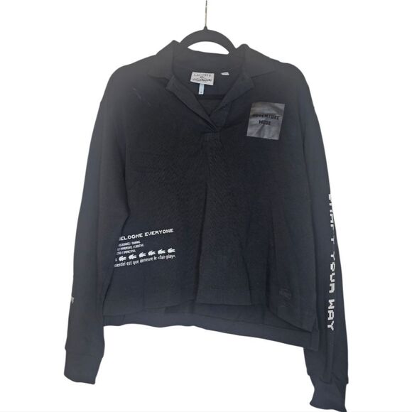 LACOSTE X MINECRAFT Black Oversized Fit Graphic Polo - Size 36 - Picture 1 of 9